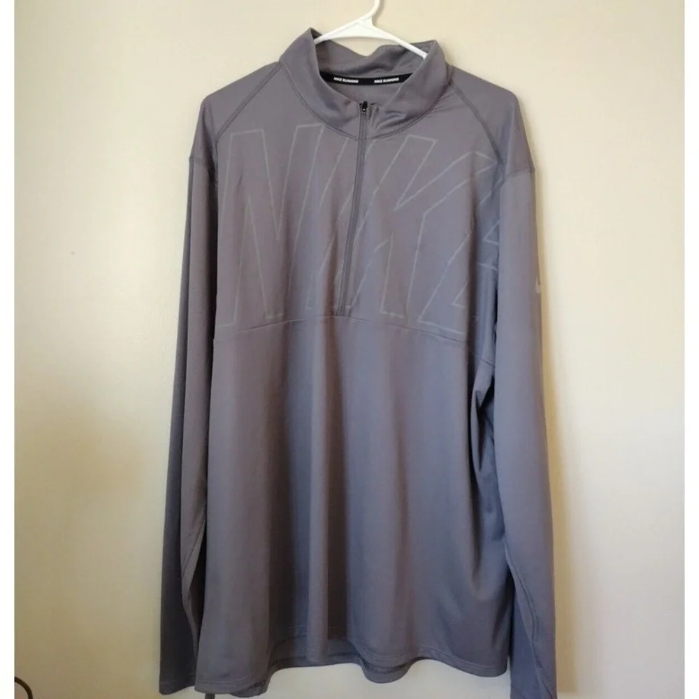 NIKE Running Top Man XXL Gray Dri-Fit Half Zip Pullover Sport‎ Athletic Sporty
